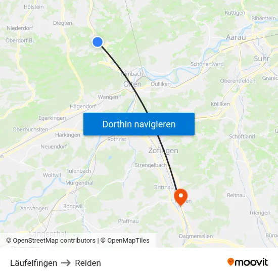 Läufelfingen to Reiden map