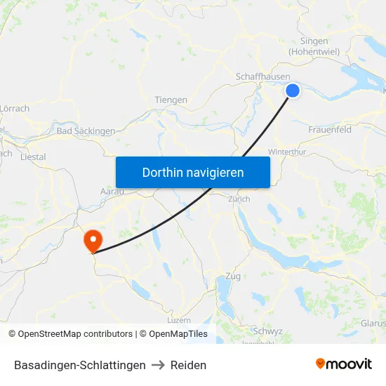 Basadingen-Schlattingen to Reiden map
