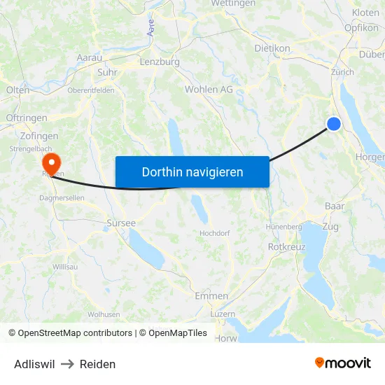 Adliswil to Reiden map
