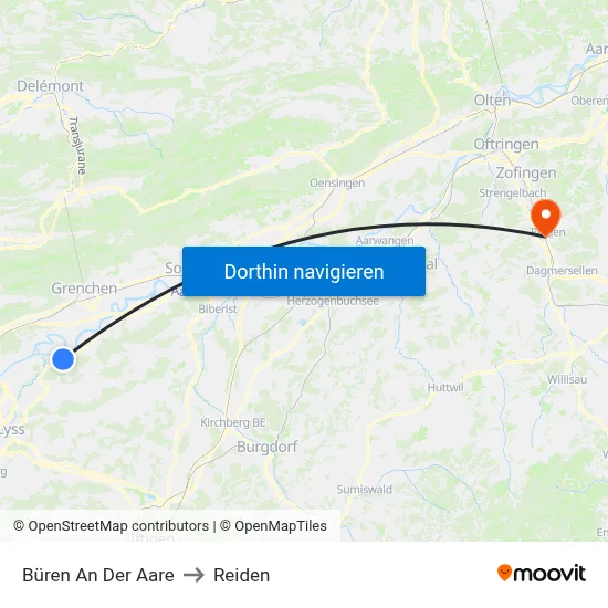 Büren An Der Aare to Reiden map