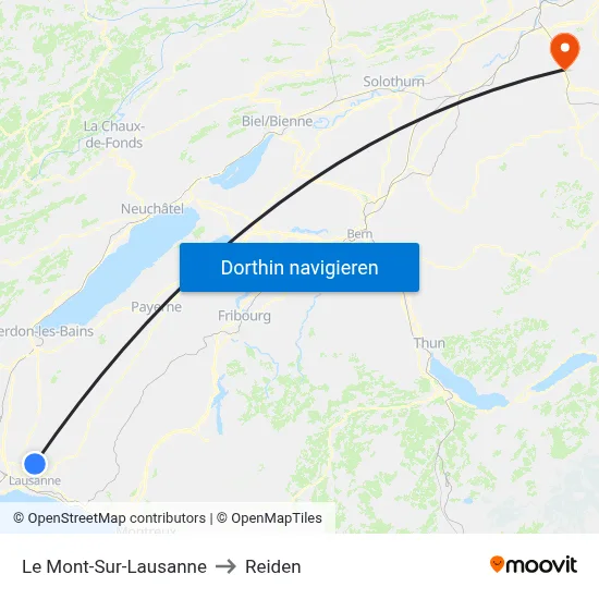 Le Mont-Sur-Lausanne to Reiden map