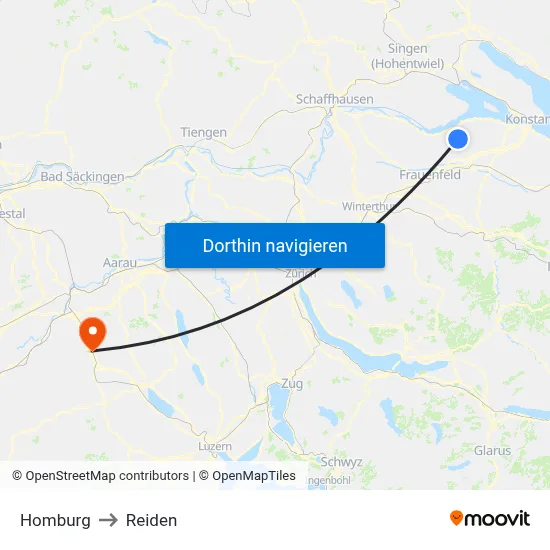 Homburg to Reiden map