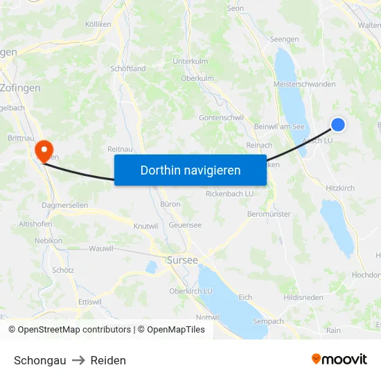 Schongau to Reiden map