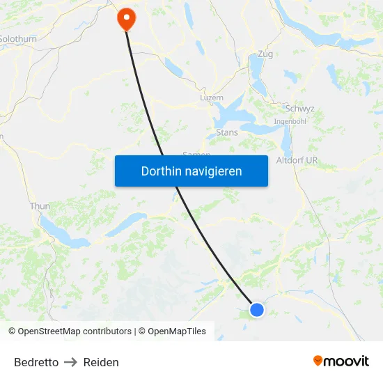 Bedretto to Reiden map