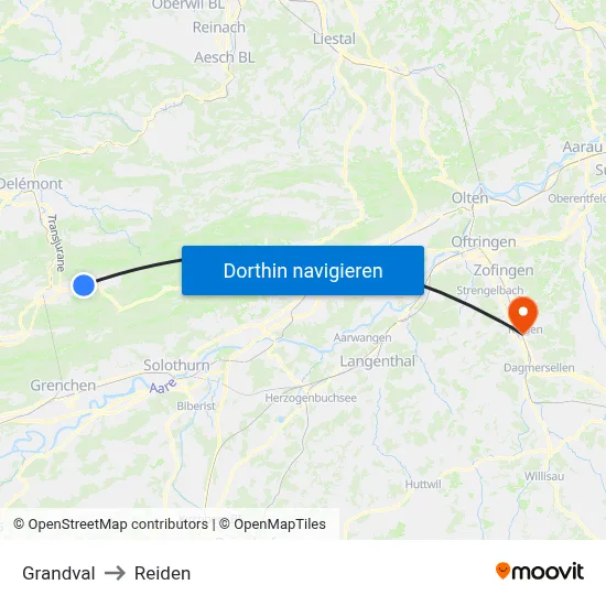 Grandval to Reiden map