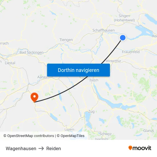 Wagenhausen to Reiden map