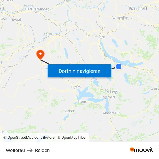 Wollerau to Reiden map