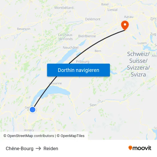 Chêne-Bourg to Reiden map