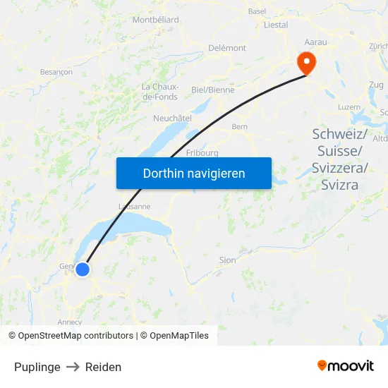 Puplinge to Reiden map