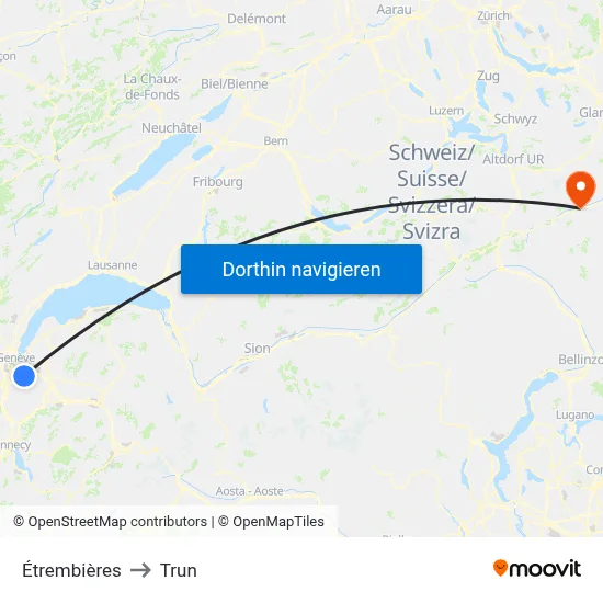 Étrembières to Trun map