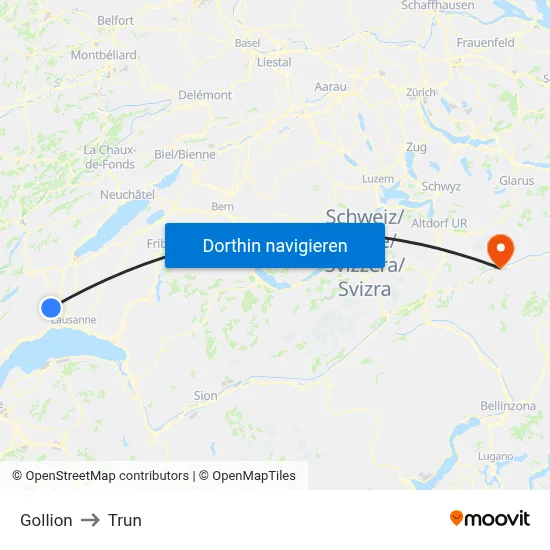 Gollion to Trun map