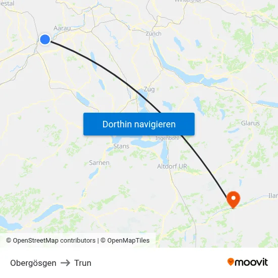 Obergösgen to Trun map