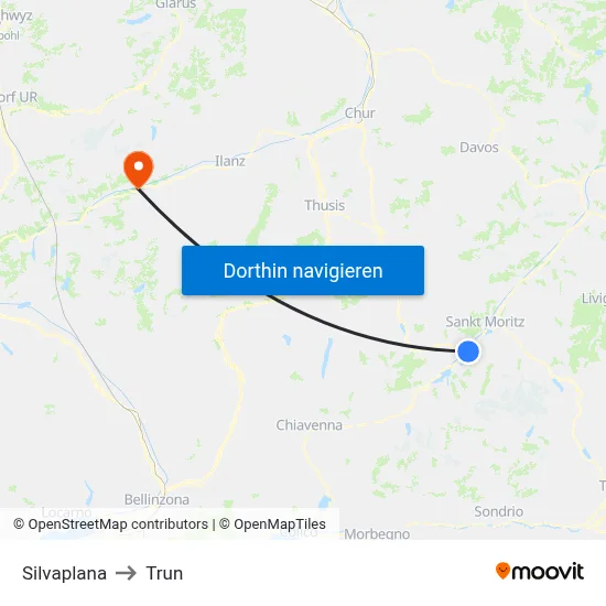 Silvaplana to Trun map