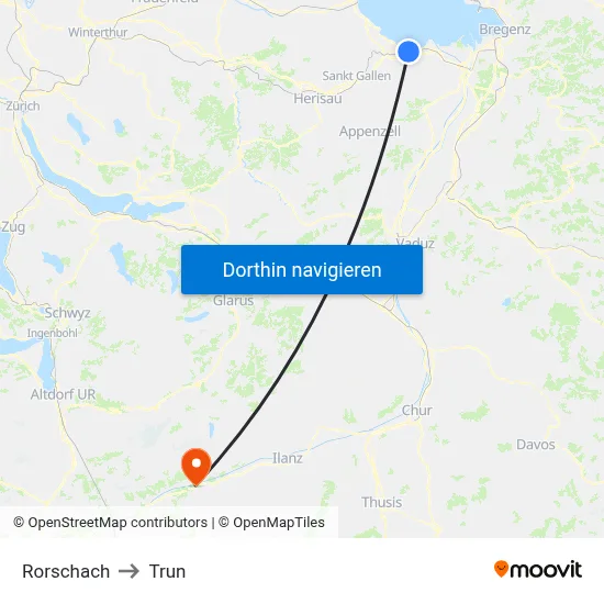 Rorschach to Trun map