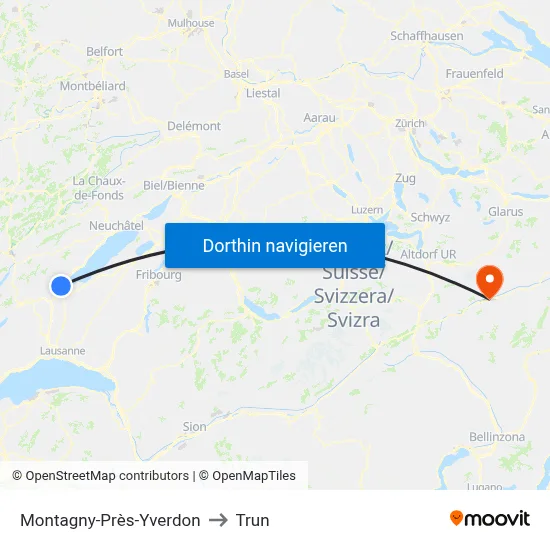 Montagny-Près-Yverdon to Trun map