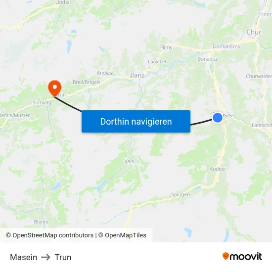 Masein to Trun map