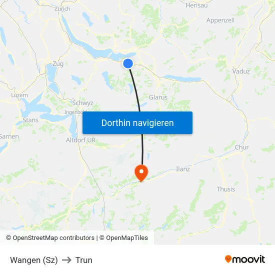 Wangen (Sz) to Trun map