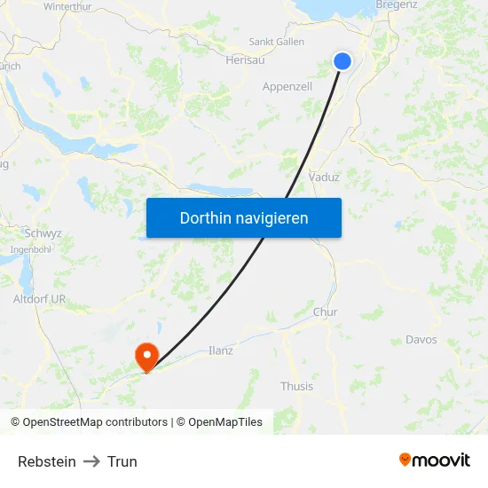 Rebstein to Trun map