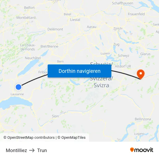 Montilliez to Trun map