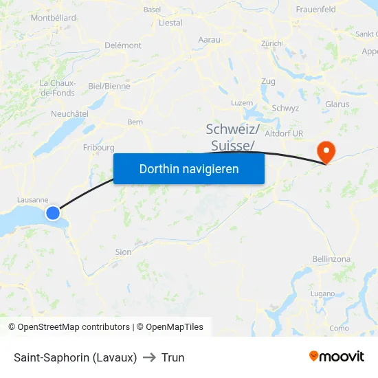 Saint-Saphorin (Lavaux) to Trun map