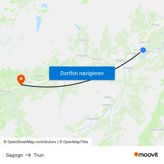 Sagogn to Trun map