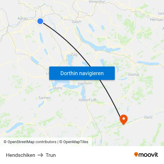 Hendschiken to Trun map