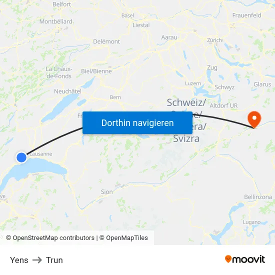 Yens to Trun map