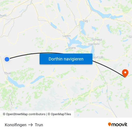 Konolfingen to Trun map