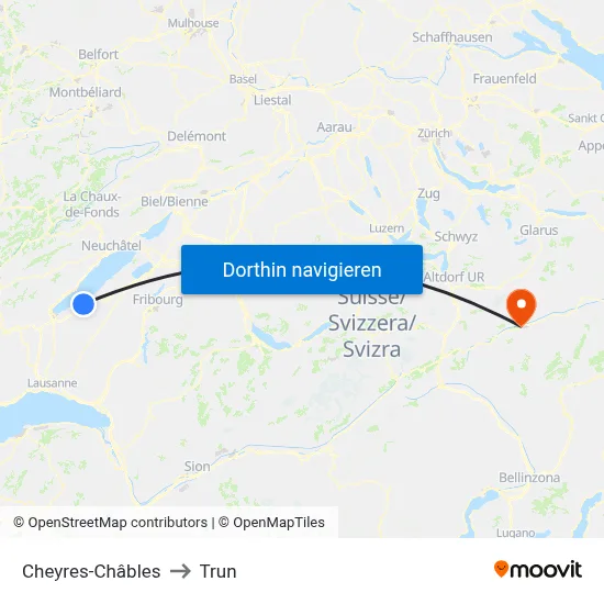 Cheyres-Châbles to Trun map