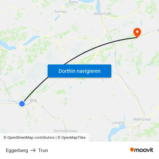 Eggerberg to Trun map