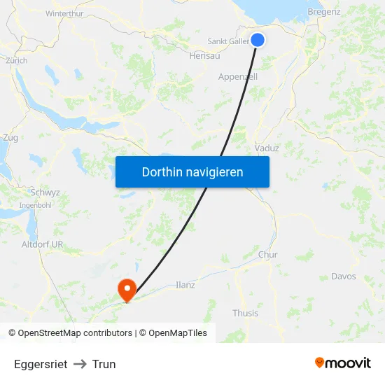 Eggersriet to Trun map