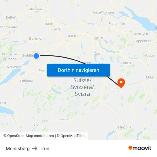 Meinisberg to Trun map