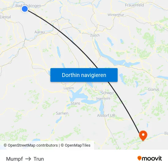 Mumpf to Trun map