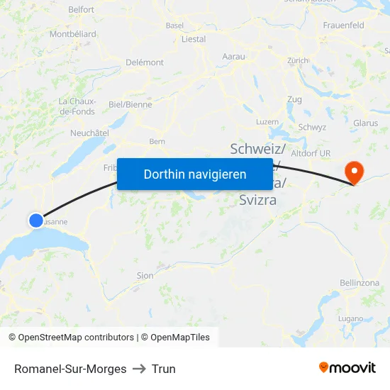 Romanel-Sur-Morges to Trun map
