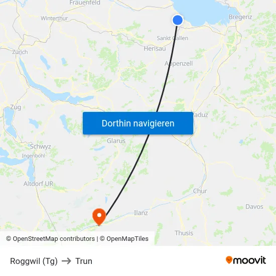 Roggwil (Tg) to Trun map