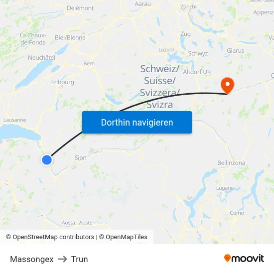 Massongex to Trun map
