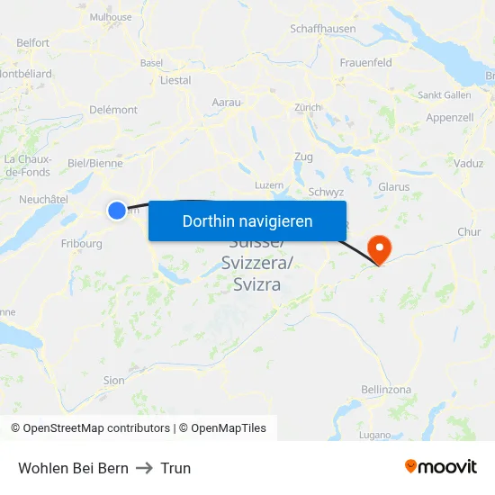 Wohlen Bei Bern to Trun map