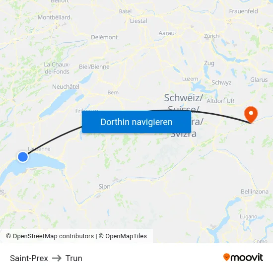 Saint-Prex to Trun map