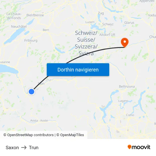 Saxon to Trun map