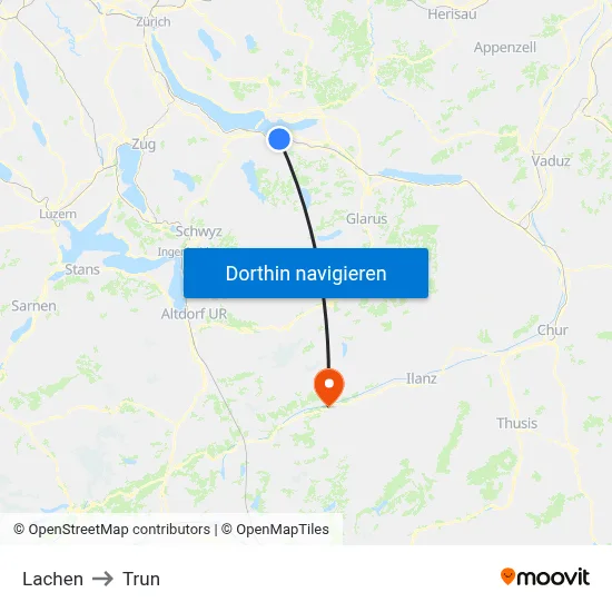 Lachen to Trun map