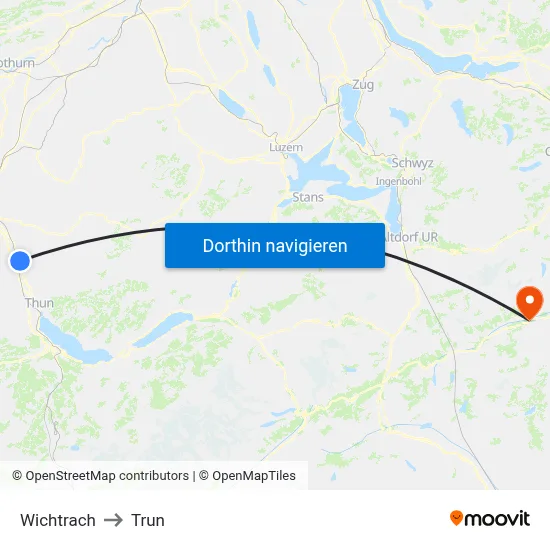 Wichtrach to Trun map