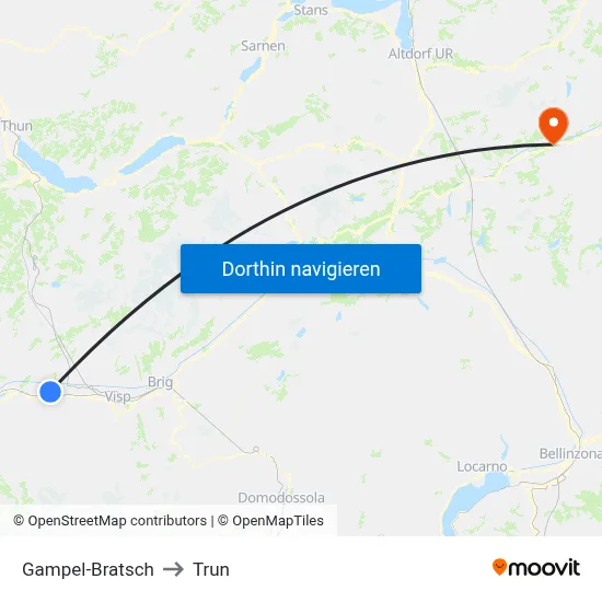 Gampel-Bratsch to Trun map