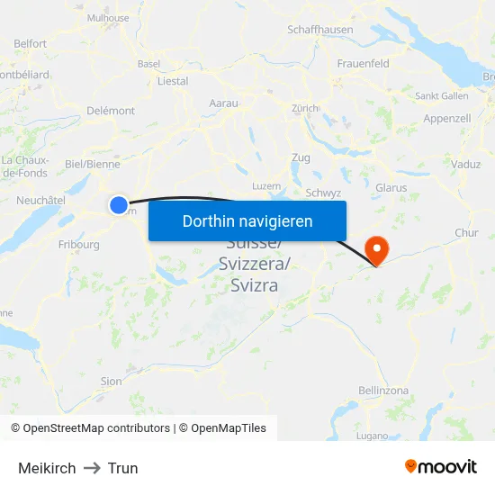 Meikirch to Trun map