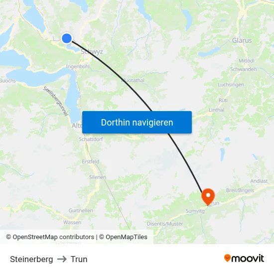 Steinerberg to Trun map