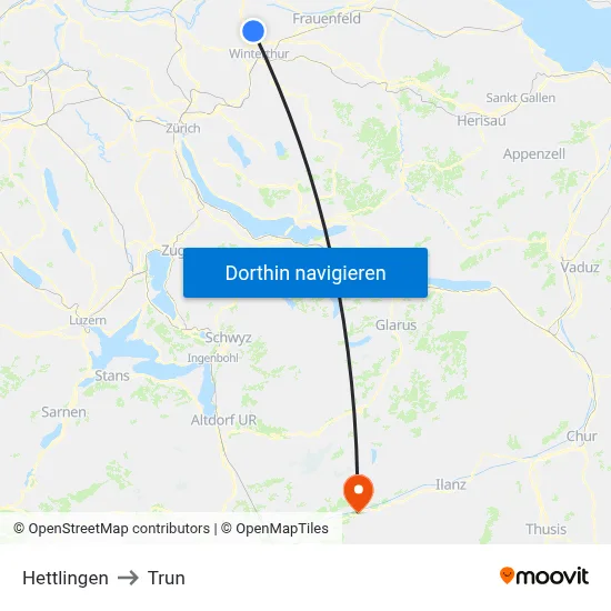 Hettlingen to Trun map