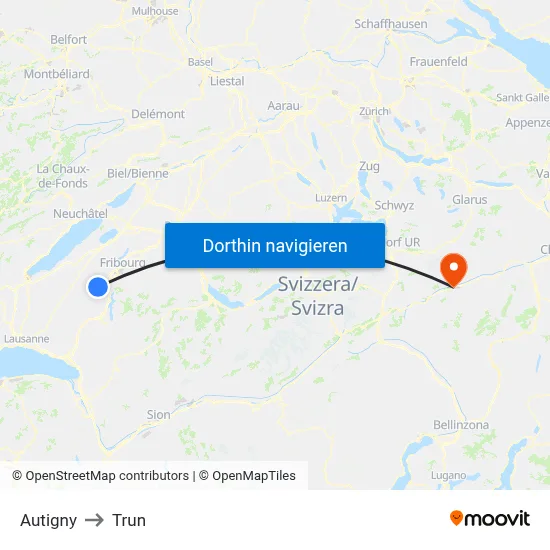 Autigny to Trun map
