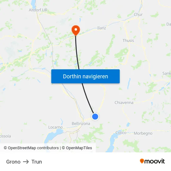 Grono to Trun map