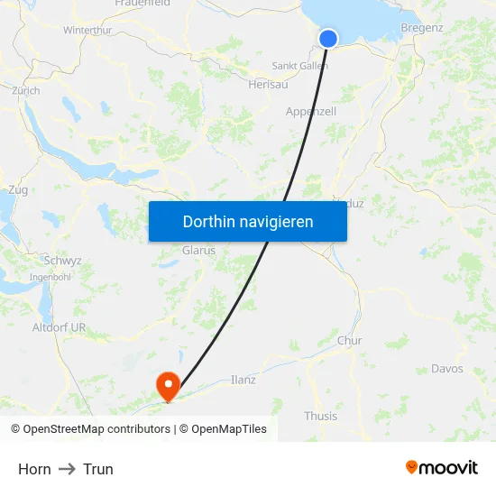 Horn to Trun map