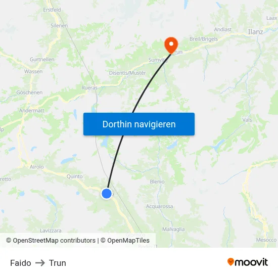 Faido to Trun map