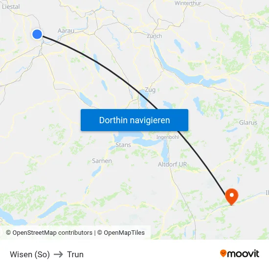 Wisen (So) to Trun map